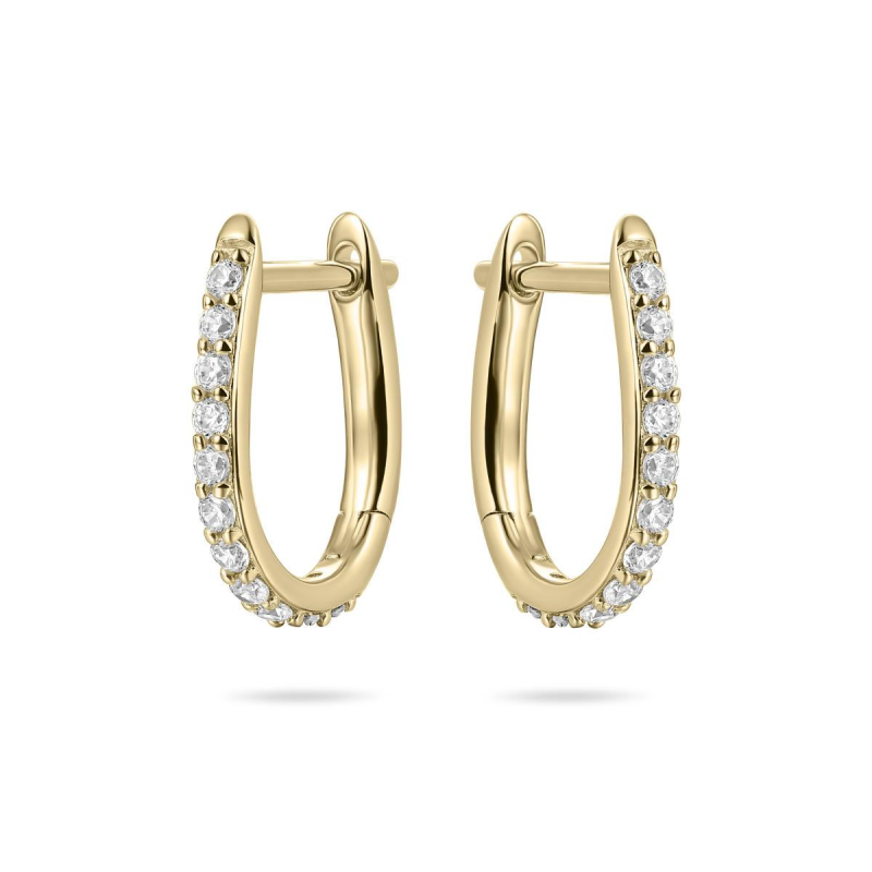 Oorringen, zilver verguld met zirkonia ovaal (2x15mm.) - 23957