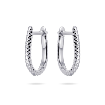 Oorringen, zilver ovaal getorst (2x15mm.) - 23958