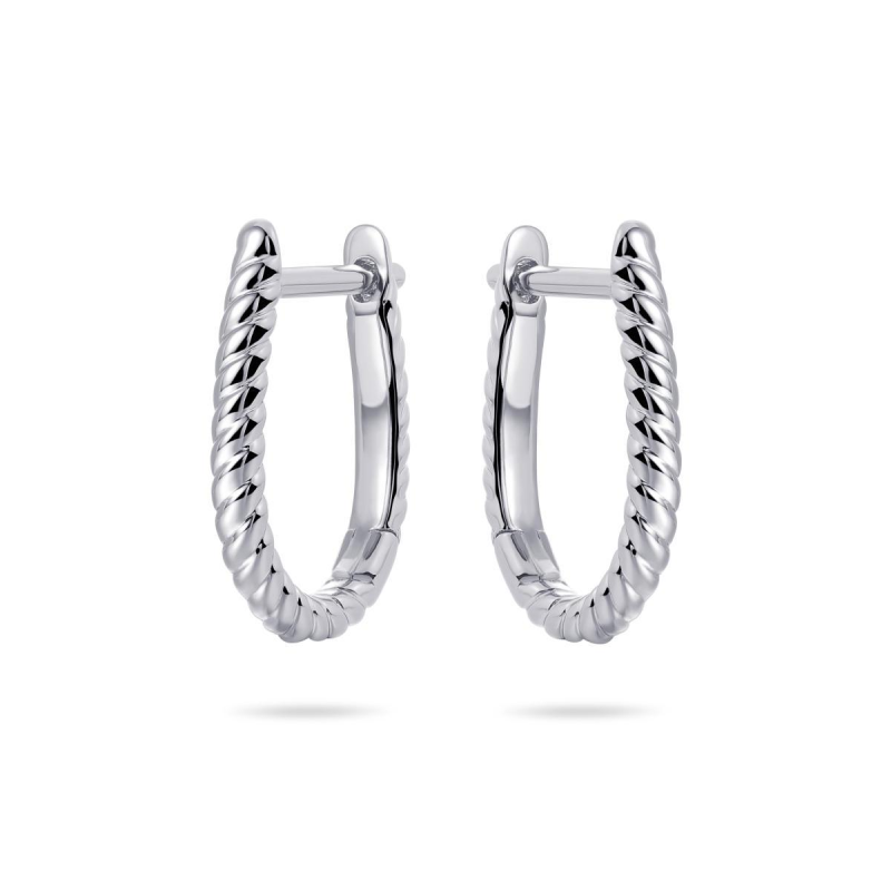 Oorringen, zilver ovaal getorst (2x15mm.) - 23958
