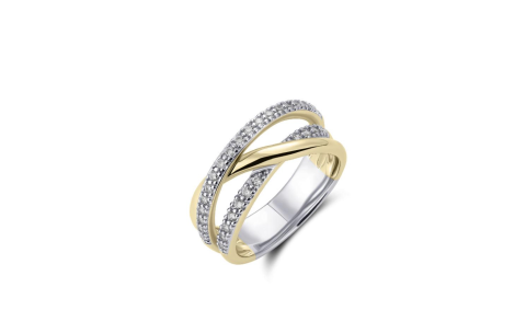 Ring, zilver/verguld met zirconia - 23960