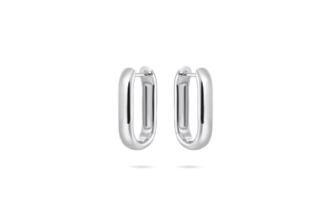 Oorringen, zilver ovaal (4x20mm.) - 23961
