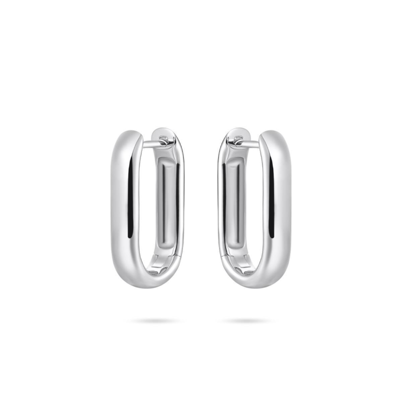 Oorringen, zilver ovaal (4x20mm.) - 23961