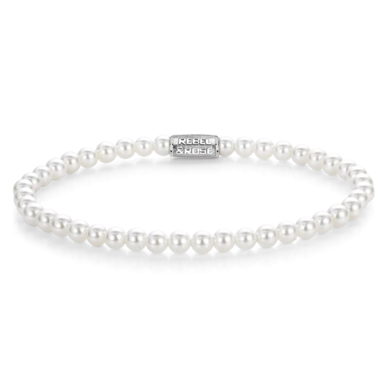 Rebel and Rose Armband Pearl Gem 4mm (maat S: 16,5cm) - 23964 Rebel and Rose Armband Pearl Gem 4mm (maat S: 16,5cm) - 23964