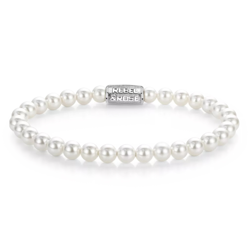 Rebel and Rose Armband Pearl Gem 6mm (maat S: 16,5cm) - 23965 Rebel and Rose Armband Pearl Gem 6mm (maat S: 16,5cm) - 23965