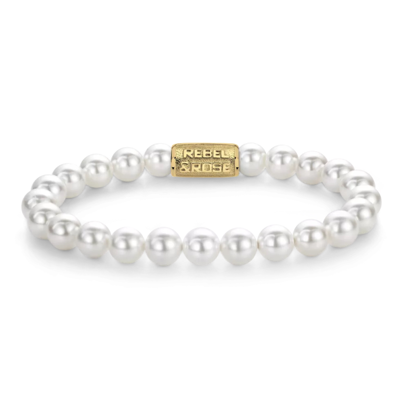 Rebel and Rose Armband Pearl Gem 8mm (maat S: 16,5cm) - 23966 Rebel and Rose Armband Pearl Gem 8mm (maat S: 16,5cm) - 23966
