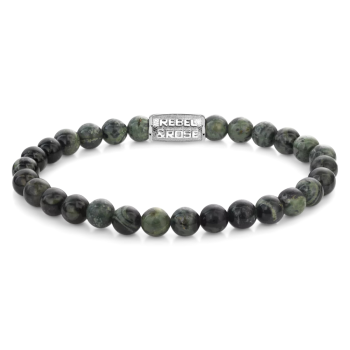 Rebel and Rose Armband Green Rocks 6mm. (maat S: 16,5cm) - 23967