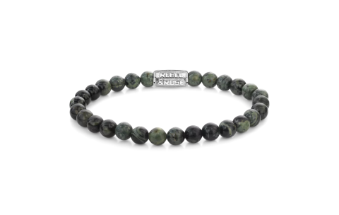 Rebel and Rose Armband Green Rocks 6mm. (maat S: 16,5cm) - 23967