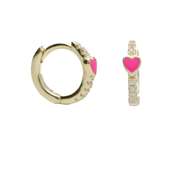 BY NIKKI Oorringen, zilver verguld met hart en zirkonia (diameter: 10mm.) - 23984