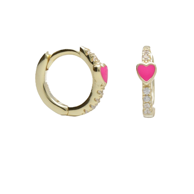 BY NIKKI Oorringen, zilver verguld met hart en zirkonia (diameter: 10mm.) - 23984 BY NIKKI Oorringen, zilver verguld met hart en zirkonia (diameter: 10mm.) - 23984