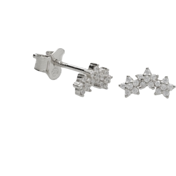 BY NIKKI Oorknoppen, zilver sterren met zirkonia (diameter: 14mm.) - 23986