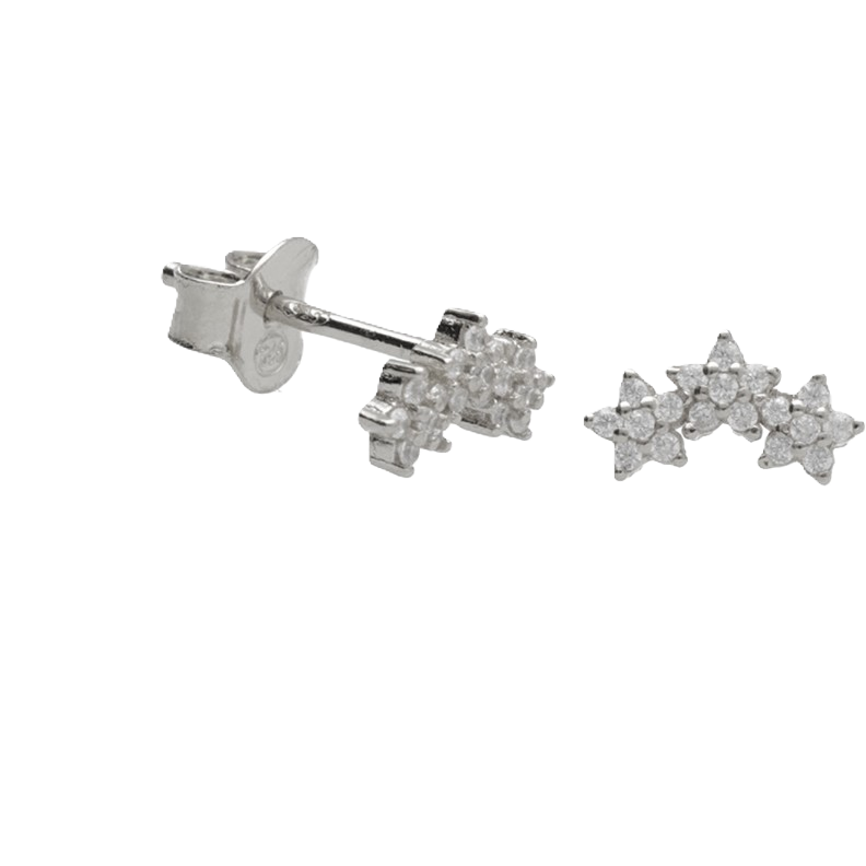 BY NIKKI Oorknoppen, zilver sterren met zirkonia (diameter: 14mm.) - 23986 BY NIKKI Oorknoppen, zilver sterren met zirkonia (diameter: 14mm.) - 23986