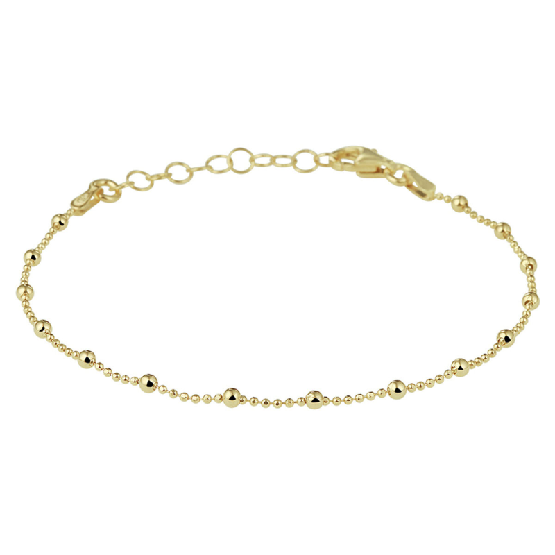 Armband, zilver verguld bolletjes(lengte:16-19cm) - 23992