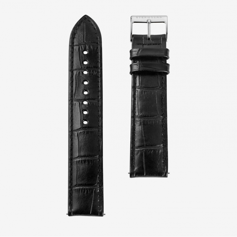 Sternglas-Horlogeband Heritage 20mm Zwart - 24007