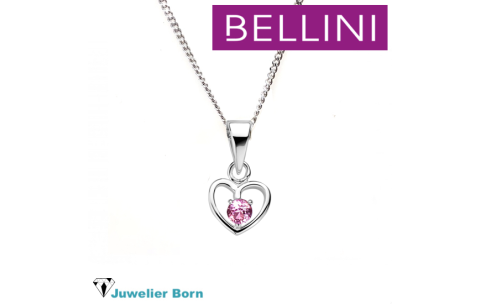 Bellini Collier, model 574.067 hartje roze zirk. (lengte: 34-38cm.) - 24036