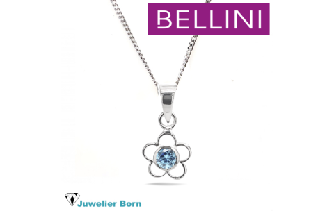 Bellini Collier, model 574.068 bloem blauw zirk. (lengte: 34-38cm.) - 24037