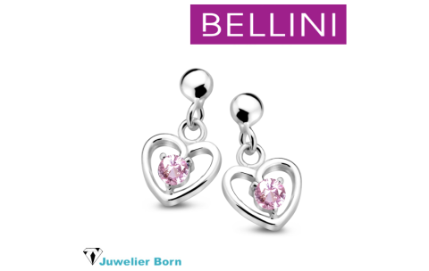 Bellini Oorknoppen, model 575.068 hart met roze zirkonia - 24040