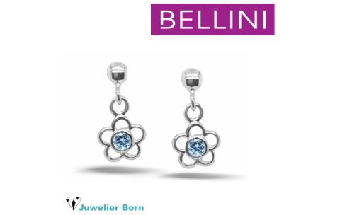 Bellini Oorknoppen, model 575.067 bloem met blauw zirkonia - 24041