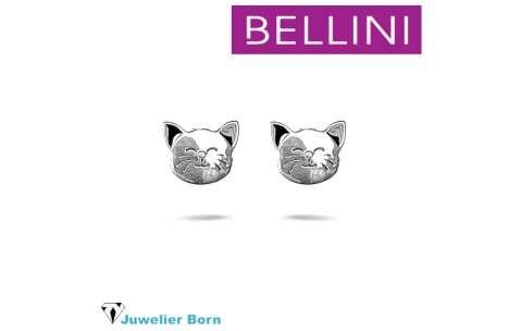 Bellini Oorknoppen, model 575.070 poes met zwart emaille - 24043