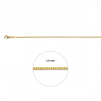 Collier, 9 karaat gourmette 1,4 mm. (lengte: 50cm.) - 24049
