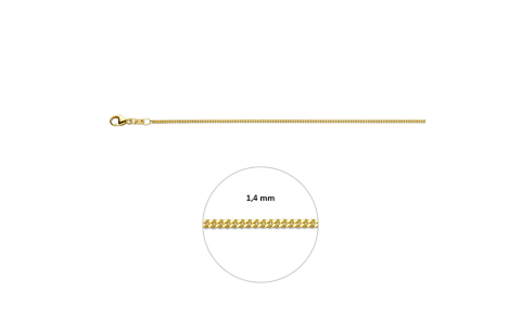 Collier, 9 karaat gourmette 1,4 mm. (lengte: 50cm.) - 24049