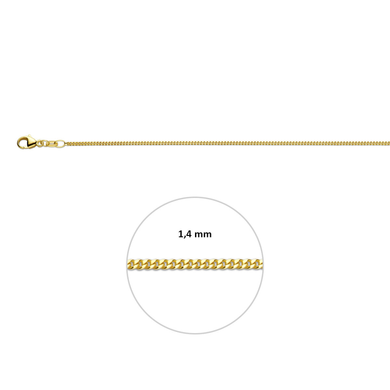 Collier, 9 karaat gourmette 1,4 mm. (lengte: 50cm.) - 24049