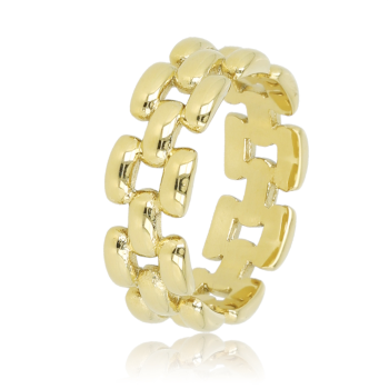 My Bendel Ring, edelstaal verguld schakelmotief 6mm. - 24061