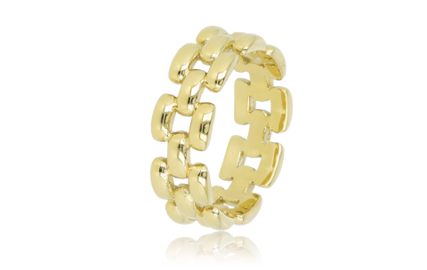 My Bendel Ring, edelstaal verguld schakelmotief 6mm. - 24061