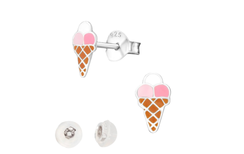 BY NIKKI Oorknoppen, zilver icecream - 24066