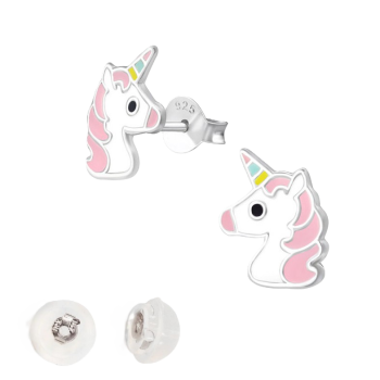 BY NIKKI Oorknoppen, zilver unicorn - 24068