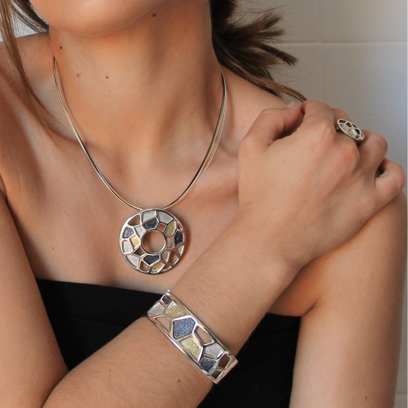 AUDAR Armband, model BA1593 zilver met 18krt.goud (lengte 19,5cm) - 24074