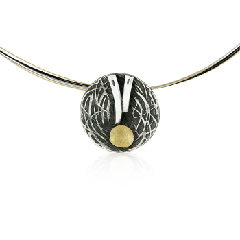 AUDAR Collier met hanger, model P1981S zilver/18krt.goud 29mm. (lengte:45cm.) - 24077