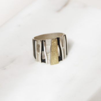 AUDAR Ring, model 1628 zilver met 18krt.goud (maat 60) - 24079