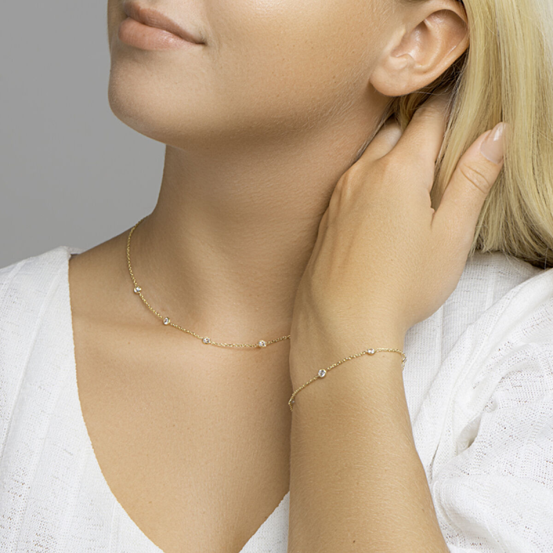 Armband, zilver verguld met  zirkonia (lengte: 17-19cm.) - 24085