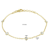 Armband, zilver verguld met  zirkonia (lengte: 17-19cm.) - 24085