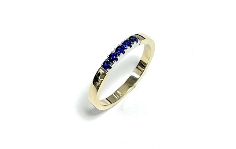 Eclat Alliance ring, model M101 met 5x blauw saffier (maat 17,5) - 24098
