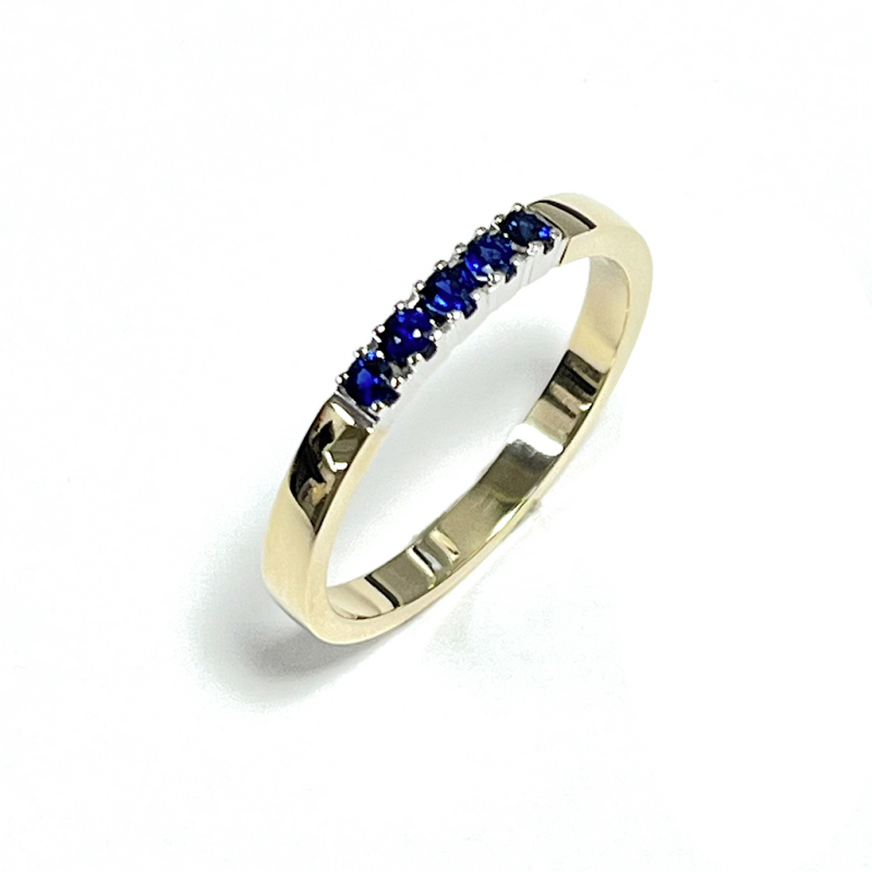 Eclat Alliance ring, model M101 met 5x blauw saffier (maat 17,5) - 24098