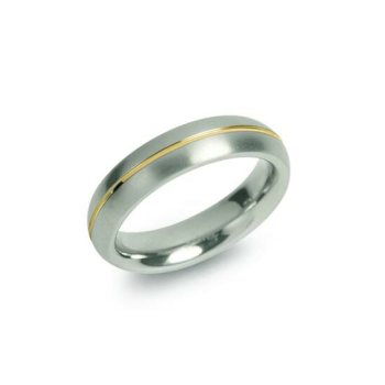 Boccia Ring, titanium model 0130-02 breedte: 5mm. deels verguld (maat 64) - 24140
