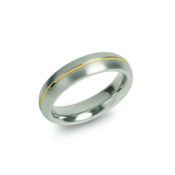 Boccia Ring, titanium model 0130-02 breedte: 5mm. deels verguld (maat 64) - 24140