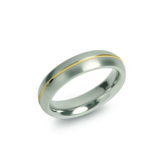 Boccia Ring, titanium model 0130-02 breedte: 5mm. deels verguld (maat 64) - 24140