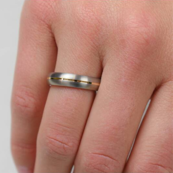 Boccia Ring, titanium model 0130-02 breedte: 5mm. deels verguld (maat 64) - 24140