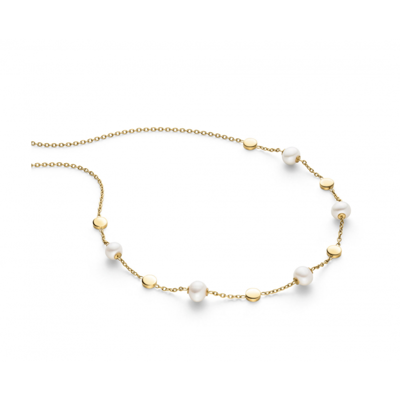 Boccia Collier, model 08077-02 titanium verguld met zoetwaterparels (verstelbaar 41-44-48cm.) - 24147 Boccia Collier, model 08077-02 titanium verguld met zoetwaterparels (verstelbaar 41-44-48cm.) - 24147