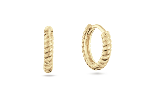 Jackie Oorhangers, 14krt.goud "Cap Ferrat Hoops" (10x2,3mm.) - 24151
