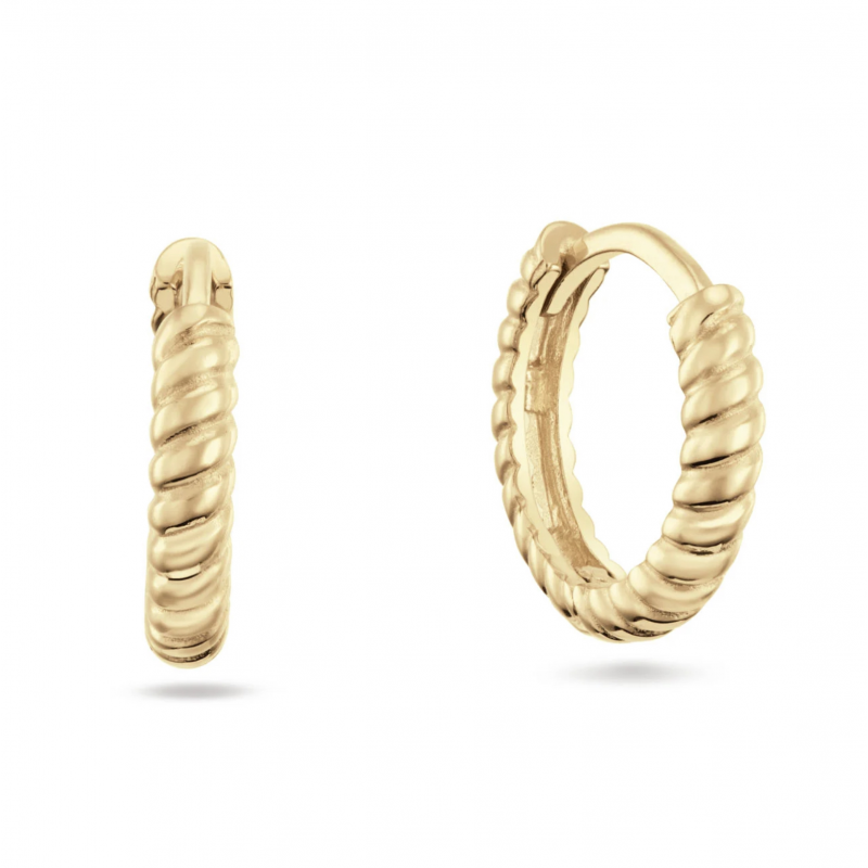 Jackie Oorhangers, 14krt.goud "Cap Ferrat Hoops" (10x2,3mm.) - 24151