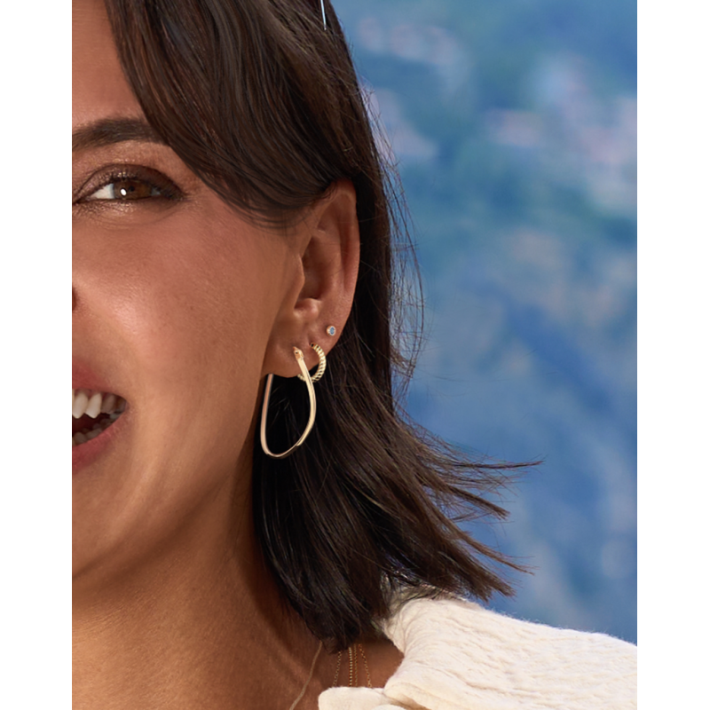Jackie Oorhangers, 14krt.goud "Cap Ferrat Hoops" (10x2,3mm.) - 24151