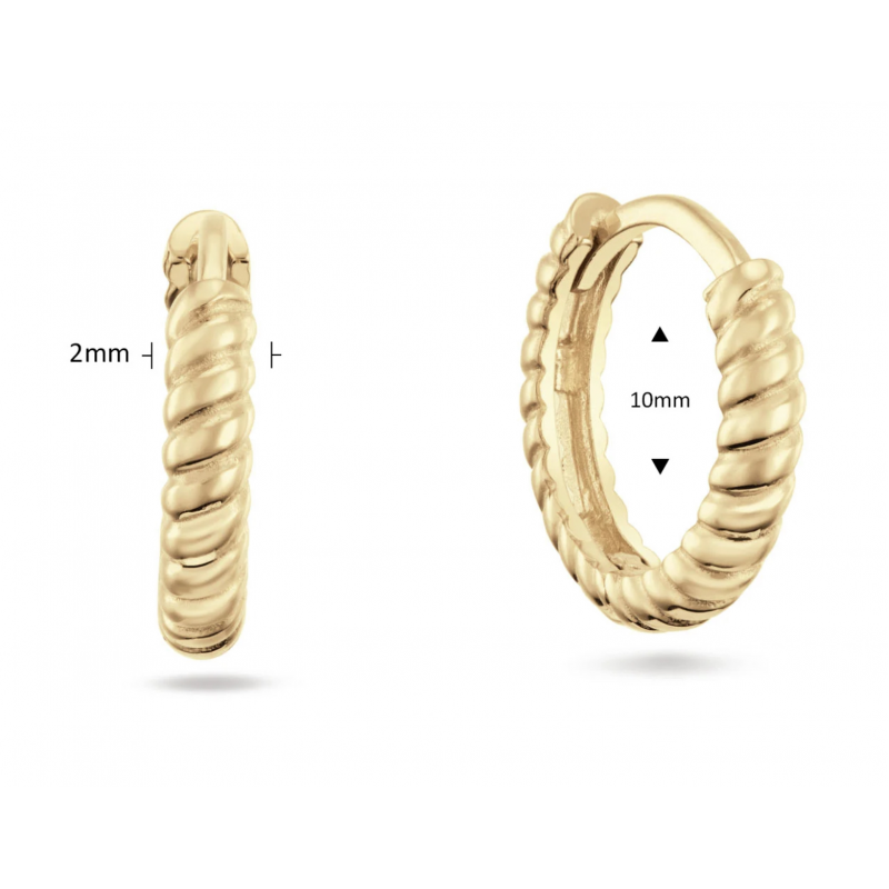 Jackie Oorhangers, 14krt.goud "Cap Ferrat Hoops" (10x2,3mm.) - 24151