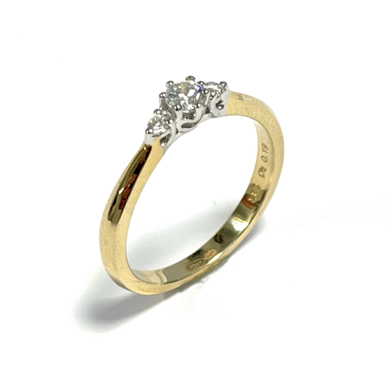 Ring,14krt.bicolour goud met diamant totaal 0,19ct. (maat:54) - 24164