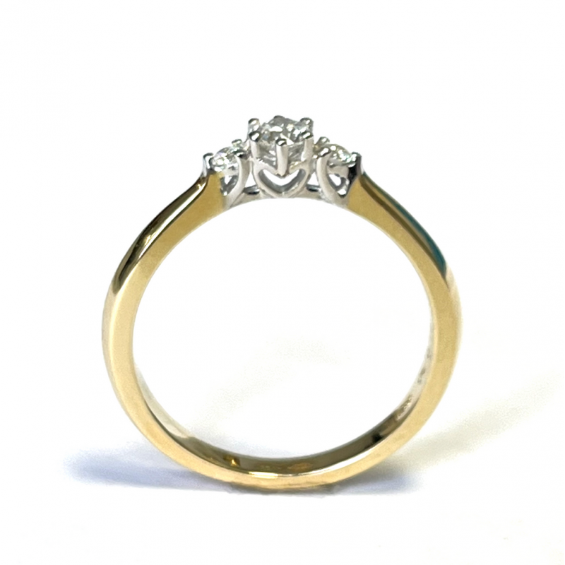 Ring,14krt.bicolour goud met diamant totaal 0,19ct. (maat:54) - 24164