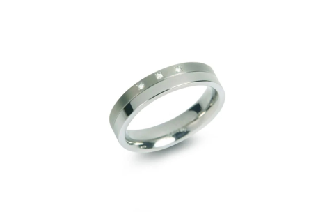 Boccia Ring, titanium met 0,015ct. diamant breedte: 4,5mm.(maat 55) - 24166