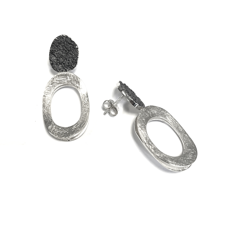 AUDAR Oorhangers, model E2143L zilver (lengte 3,7cm) - 24169 AUDAR Oorhangers, model E2143L zilver (lengte 3,7cm) - 24169