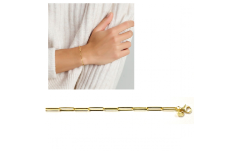 HC Armband, 14krt.goud massief boxlink (lengte: 19cm) - 24170